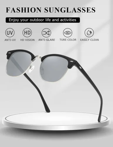 Vista 108 de AEVOGUE Gafas de sol polarizadas para mujeres y hombres semi marco retro gafas de sol AE0369