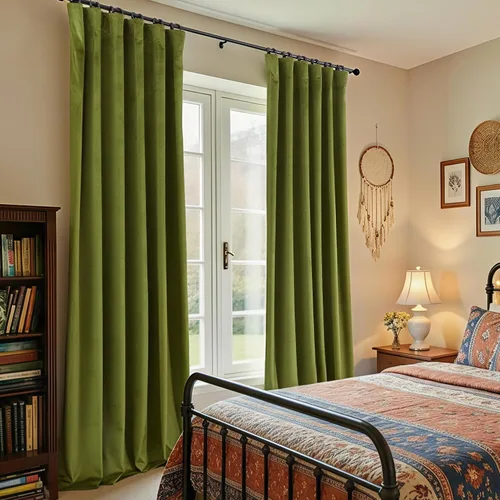Vista 12 de Cortinas de terciopelo con trabilla trasera de 52 x 63 pulgadas de color naranja quemado de KOUFALL