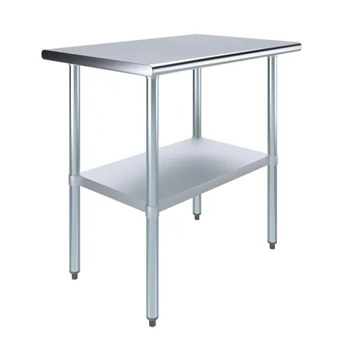 Vista 30 de AmGood Mesa de trabajo de acero inoxidable con estante inferior Preparación de alimentos NSF Estación de trabajo utilitaria