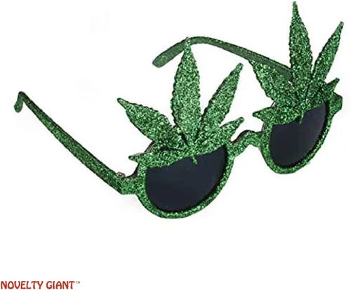 Vista 3 de Gafas de sol novedosas de marihuana Pot Leaf, Verde