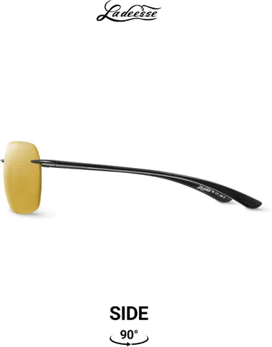 Vista 11 de LADEESSE Sunglasses Men - Rimless Square Polarized Sunglasses - Lightweight TR90 Frame Sun Glasses with UV Protection