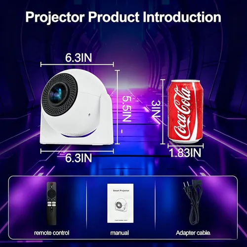 Vista 6 de Mini proyector portátil con Bluetooth, proyector compatible con 1080P 4K, proyector de video de corrección Keystone de enfoque automático, proyector