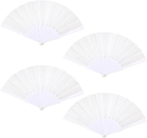 Vista 10 de Minelife 10 abanicos de mano plegables pequeños, estilo chino, japonés, ventilador de mano de verano, abanicos de tela vintage negros para fiestas