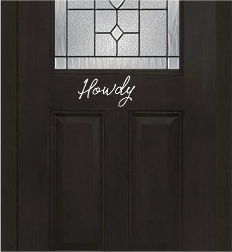Vista 2 de Adhesivo para puerta delantera, howdy - Calcomanías de vinilo inspiradoras para pared (negro)