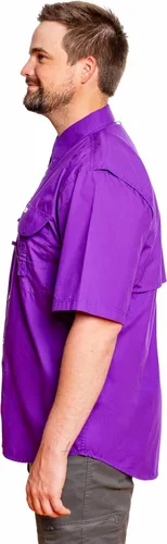 Vista 5 de Camisa de manga corta con botones de pesca para hombre, transpirable, para exteriores, casual, ligera