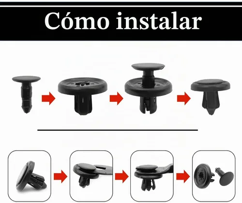 Vista 4 de 100 piezas de clips de retención tipo empuje de nylon para cubierta del motor, protección contra salpicaduras del parachoques, forro