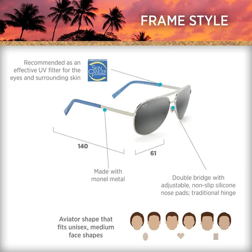 Vista 6 de Maui Jim Mens and Womens Seacliff Polarized Aviator Sunglasses