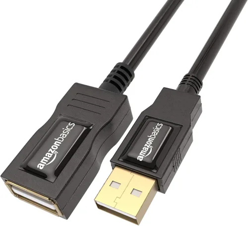 Vista 7 de Amazon Basics Cable de extensión USB-A 2.0, macho a hembra, velocidad de transferencia de 480 Mbps, 6.5 pies, color negro