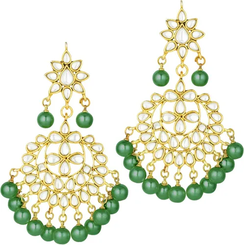 Vista 3 de Aheli Faux Kundan Necklace Earrings Maang Tikka Set Indian Ethnic Wedding Fashion Jewelry Set for Women