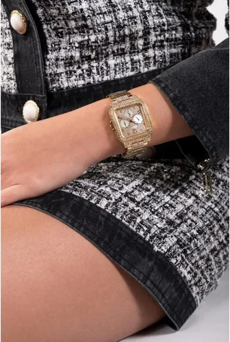 Vista 4 de GUESS US Womens Gold-Tone Square Multifunction Watch
