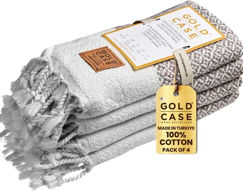 Vista 38 de Gold CASE - Juego de 4 Toallas de Mano Turcas para Baño, 20 x 40 pulgadas, Toallas de Baño 100% Algodón, Toalla Pequeña de Cocina Aphrodite