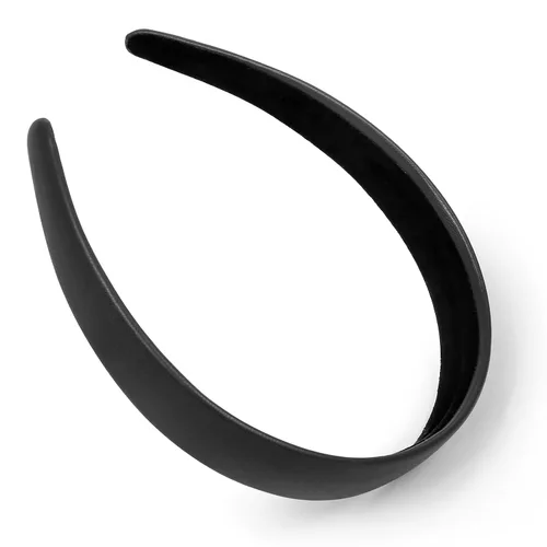 Vista 2 de Huachi Diademas negras para mujer, diadema negra de piel sintética para mujeres y niñas, banda de plástico duro para cabeza de colores sólidos