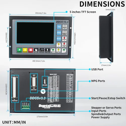 Vista 3 de CNCTOPBAOS 4 Axis CNC Controller Offline Stand Alone PLC DDCSV3.3 w/MPG DC24V, 500KHz,VFD/Spindle/Stepper/Servo Motor Motion Control