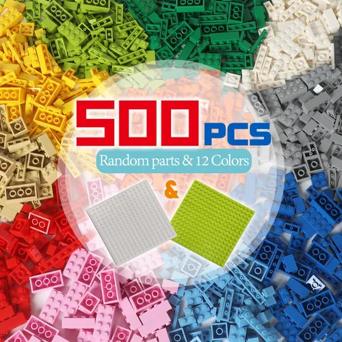Vista 8 de Ladrillos de construcción compatibles con Lego Classic, 500 piezas de bloques de construcción básicos a granel en color aleatorio