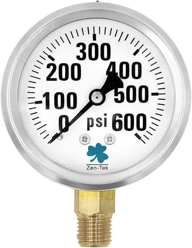 Vista 4 de Zenport LPG30 Zen-Tek Glicerina Medidor de presión relleno de líquido, 30 PSI, caja de 10