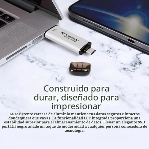 Vista 4 de Transcend ESD310 SSD portátil dual 1050MB/s USB-A+C, unidad de pulgar Gris (Space Grey)