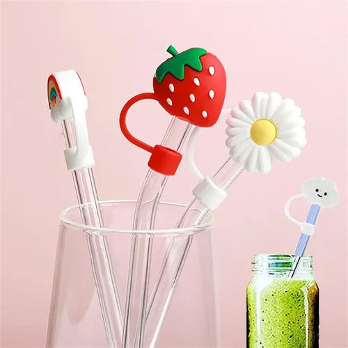 Vista 6 de 10 fundas de popote para popotes reutilizables, protector de paja con forma colorida para popotes de 6 a 0.315 in, sellado hermético a prueba