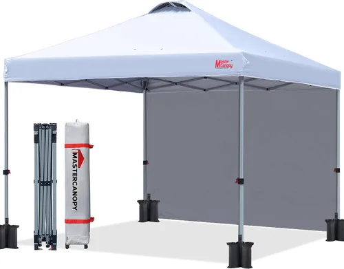 Vista 16 de MASTERCANOPY - Toldo desplegable duradero con 1 pared lateral (6.6 x 6.6 pies, caqui)
