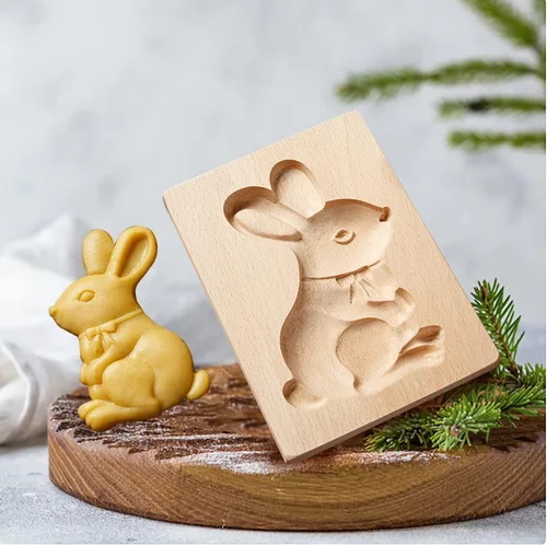 Vista 23 de Molde de Galletas de Madera Herramienta de Decoración de Galletas de Madera Moldes de Galletas 3D Molde de Hornear Gracioso Arte de Relieve Navidad