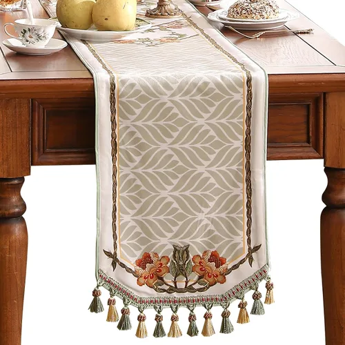 Vista 23 de patdrea Camino de mesa de terciopelo francés estilo granja para decoración del hogar, cocina, comedor, fiestas, cenas familiares, boda 12"*63