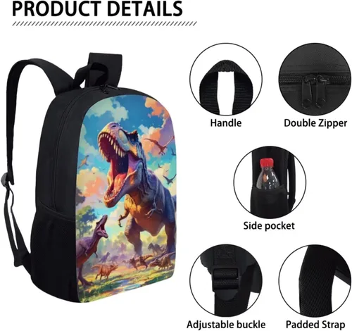 Vista 162 de HUGS IDEA Juego de 3 bolsas escolares con aislamiento térmico para el almuerzo, estuche para lápices