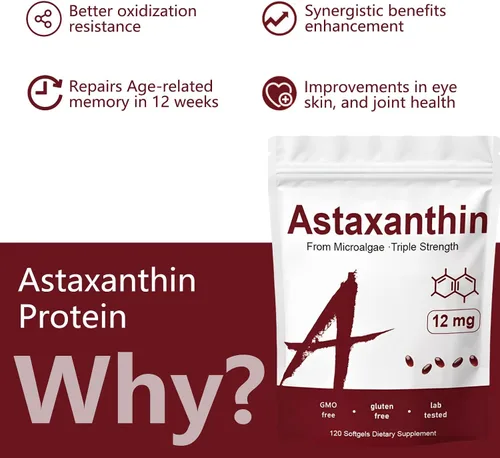 Vista 6 de Zions - Astaxantina orgánica de 12 mg, 120 cápsulas blandas, suplementos antioxidantes de astaxantina premium, apoya la salud inmunológica