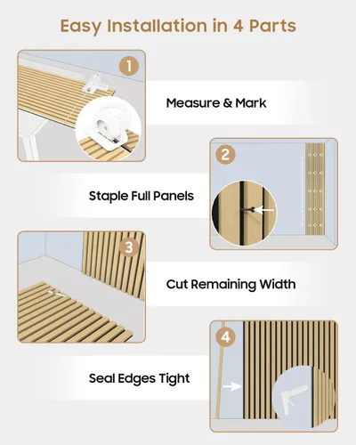Vista 6 de Paneles de pared acústicos, 2 paneles de pared insonorizados de listones de madera 3D de 48 x 11 pulgadas, para decoración de interiores, reducción