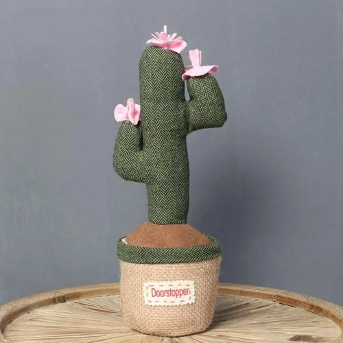 Vista 4 de Tope de puerta decorativo de animales de tela bonita, topes interiores con peso de cactus, tope de puerta de tela compacta, regalos para mamá, tapón