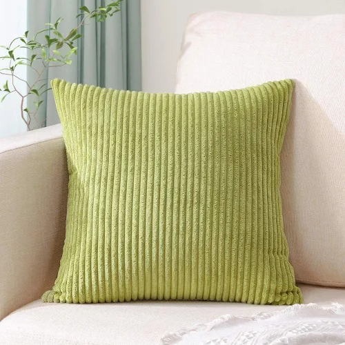 Vista 36 de Artscope Fundas de Almohada de Pana a Rayas Acogedoras Súper Suaves Decorativas Cuadradas Fundas de Almohada Fundas de Cojín para Sofá Sofá Amarillo