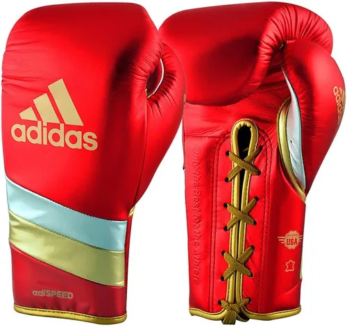 Vista 9 de adidas Guantes de boxeo Speed 500 Pro - Guantes de entrenamiento de cuero genuino para hombres y mujeres, bolsa pesada con cordones y guantes