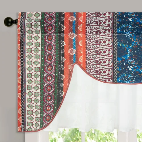 Vista 39 de VOGOL Cortinas con textura de lino con estampado floral bohemio, 59 x 63, 1 panel