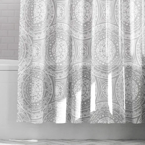 Vista 6 de Zenna Home Medallion - Cortina de ducha impermeable de PEVA, 70 x 72 pulgadas, color blanco