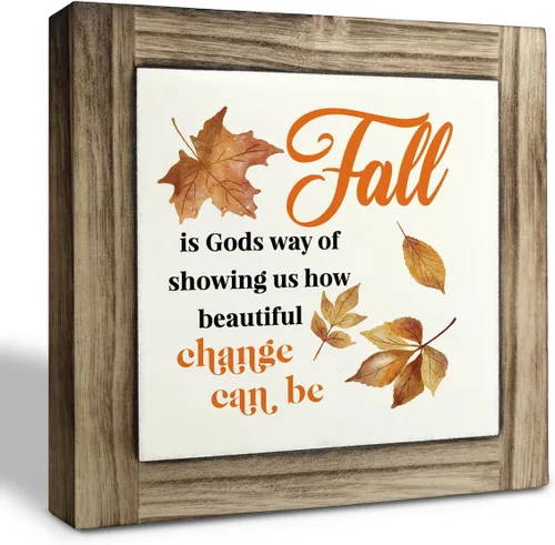 Vista 9 de Letrero de madera de otoño, decoración de otoño, caja de placas de madera, decoración de escritorio, decoración del hogar, letrero de calabaza