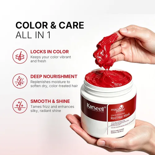 Vista 3 de Karseell Acondicionador Depositante de Color Mascarilla Capilar Roja Potenciador de Color, Hidrata y Realza los Tonos Rojos para Cabello Tratado