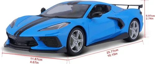 Vista 2 de Maisto 1:18 Edición Especial 2020 Chev Corvette Stingray Z51 (ala ala) Azul