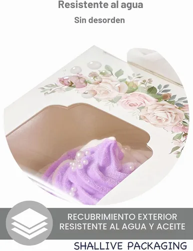 Vista 4 de Cajas para cupcakes para el día de la madre con ventana e insertos, 15 recipientes blancos premontados para cupcakes individuales para el día