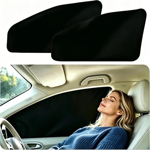 Vista 13 de ZATOOTO Parasol para ventana lateral de automóvil, 2 parasoles magnéticos de privacidad beige, cortina mantiene la pantalla más fresca para dormir