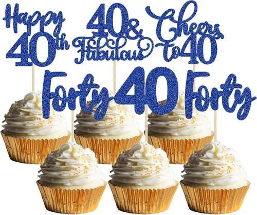 Vista 60 de Paquete de 30 adornos para cupcakes con purpurina de doble dígito para cumpleaños de 10 años, para cumpleaños, aniversario, fiesta, suministros