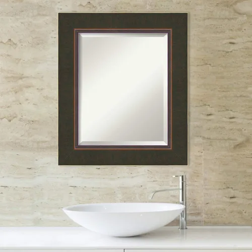 Vista 5 de Amanti Art Bathroom Mirror for Over Sink, Milano Vanity Mirror, Medium Casual Wood Frame, Hangs Horizonally and Vertically, Bathroom Wall Decor