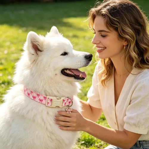 Vista 251 de Aring Pet Collar de algodón, ligero y ajustable, con hebilla de liberación rápida, para perros pequeños, medianos y grandes, para cachorros, S, Hoja