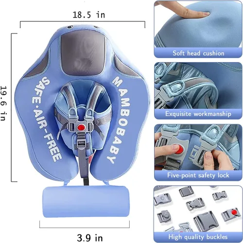 Vista 5 de Mambobaby Flotador de piscina para bebé con toldo y cola, flotador de natación para bebé, no inflable, flotador sólido para bebé, mejorado, suave