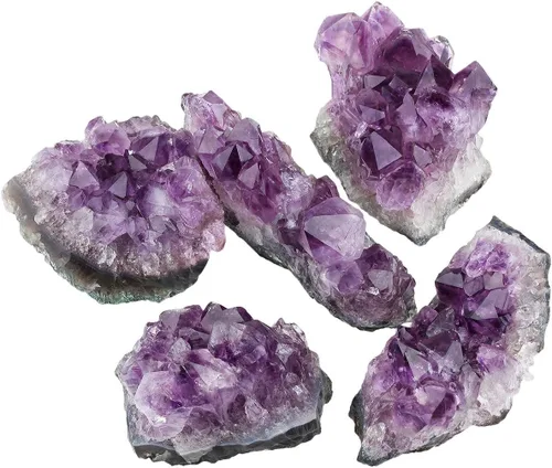 Vista 4 de SUNYIK Racimo de cristal de cuarzo amatista natural, espécimen de geoda drusa, piedra de punto de cristal curativo mineral para decoración del hogar
