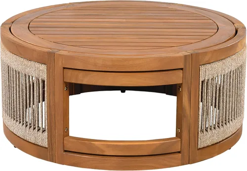 Vista 15 de Christopher Knight Home Nesbit - Juego de muebles de patio de 8 plazas con cojín extraíble, juego de conversación de madera de acacia