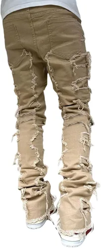 Vista 2 de Pantalones de mezclilla Y2K Hip Hop para hombre, estilo casual, cintura alta, pierna ancha, holgados, bordados, Harajuku, pantalones de mezclilla