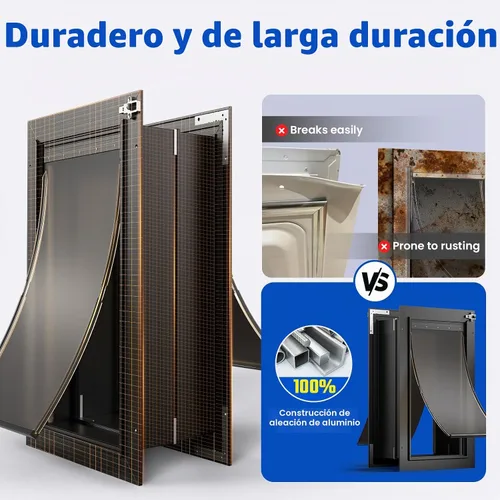 Vista 2 de Puerta para perro XL para pared, puerta de perro extra grande totalmente de aluminio, puerta de servicio pesado para mascotas, fácil de instalar, 2