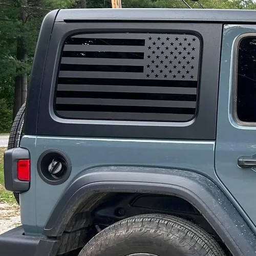 Vista 5 de Zxiaochun Calcomanía de bandera estadounidense para ventana trasera compatible con Jeep Wrangler JL JLU 2018-2024 2025 (versión de 4 puertas)