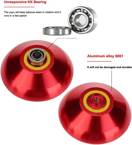 Vista 4 de Magicyoyo T5 Overlord Professional Yoyo Yoyo de aleación con 12 cuerdas de yoyo, bolsa de yoyo, guante, regalo de Navidad para niños (rojo)