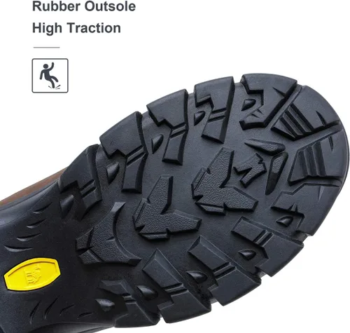 Vista 3 de CAMEL CROWN Botas de senderismo para hombre, de cuero auténtico