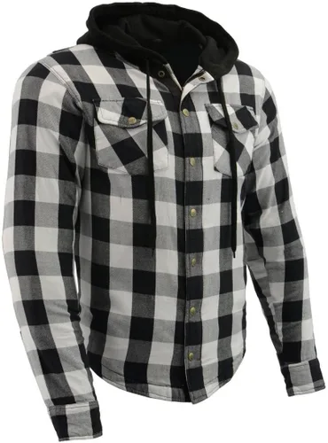 Vista 3 de Milwaukee Performance Camisa de motociclista de franela para hombre con aramida negro/blanco Negro/Verde