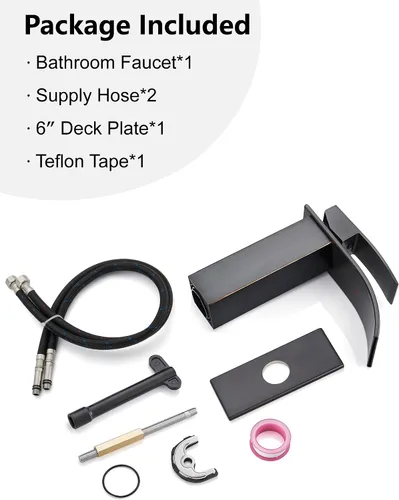 Vista 9 de Midanya - Grifo de baño con cascada de 1 agujero, sin drenaje, bronce aceitado with 24” cUPC Hoses,Deck Plate,for 1 or 3 hole